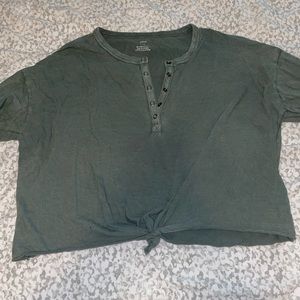 Aerie Cropped Long-Sleeve Shirt